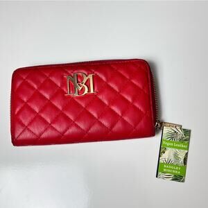 Mischka Madgley Red Zip Up Vegan Leather Wallet with Multiple Slots